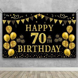 70th Happy Birthday Party Banner